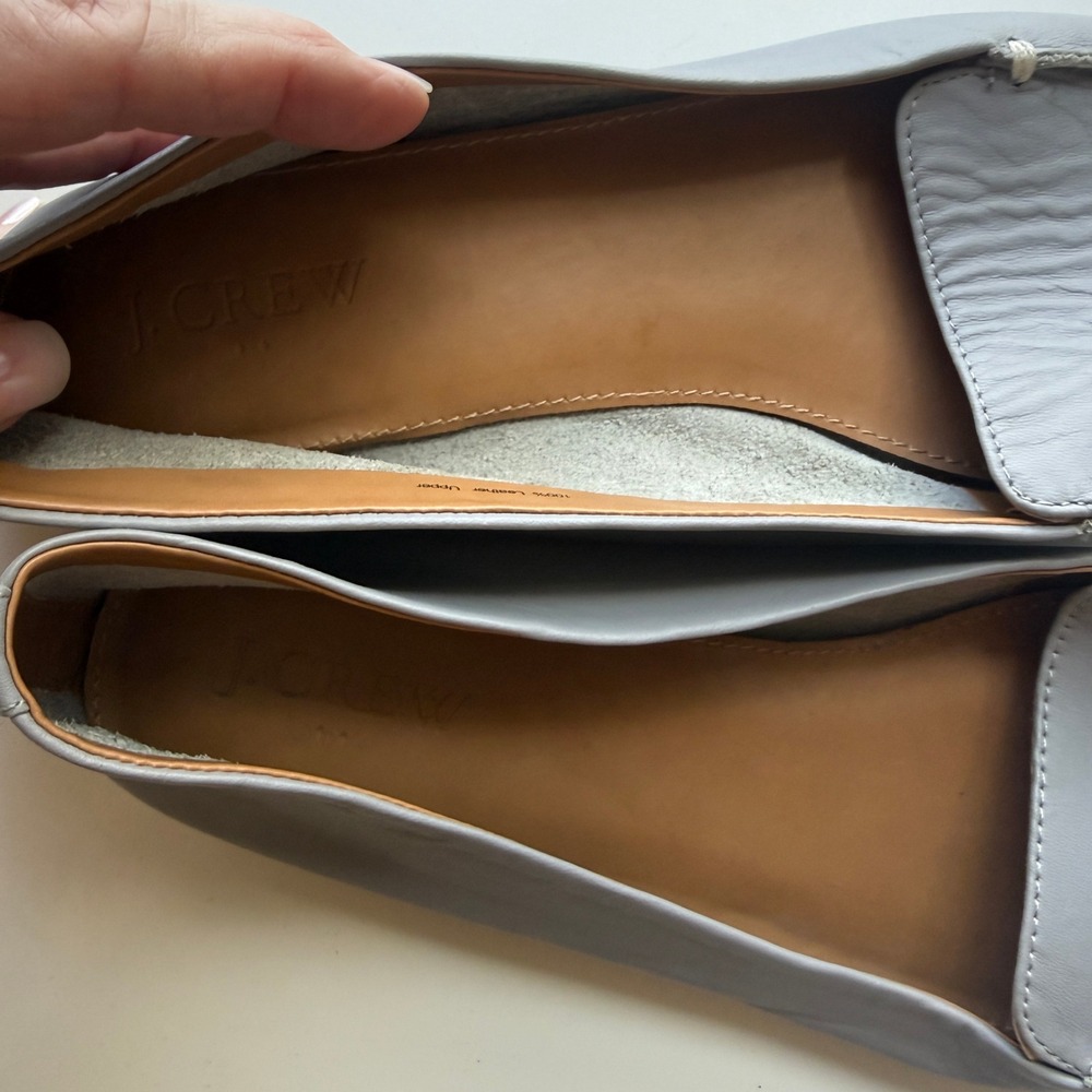 J Crew Leather Pointed Toe Flats Womens 9 Gray Capsule Wardrobe Minimalist Shoes - Picture 4 of 7